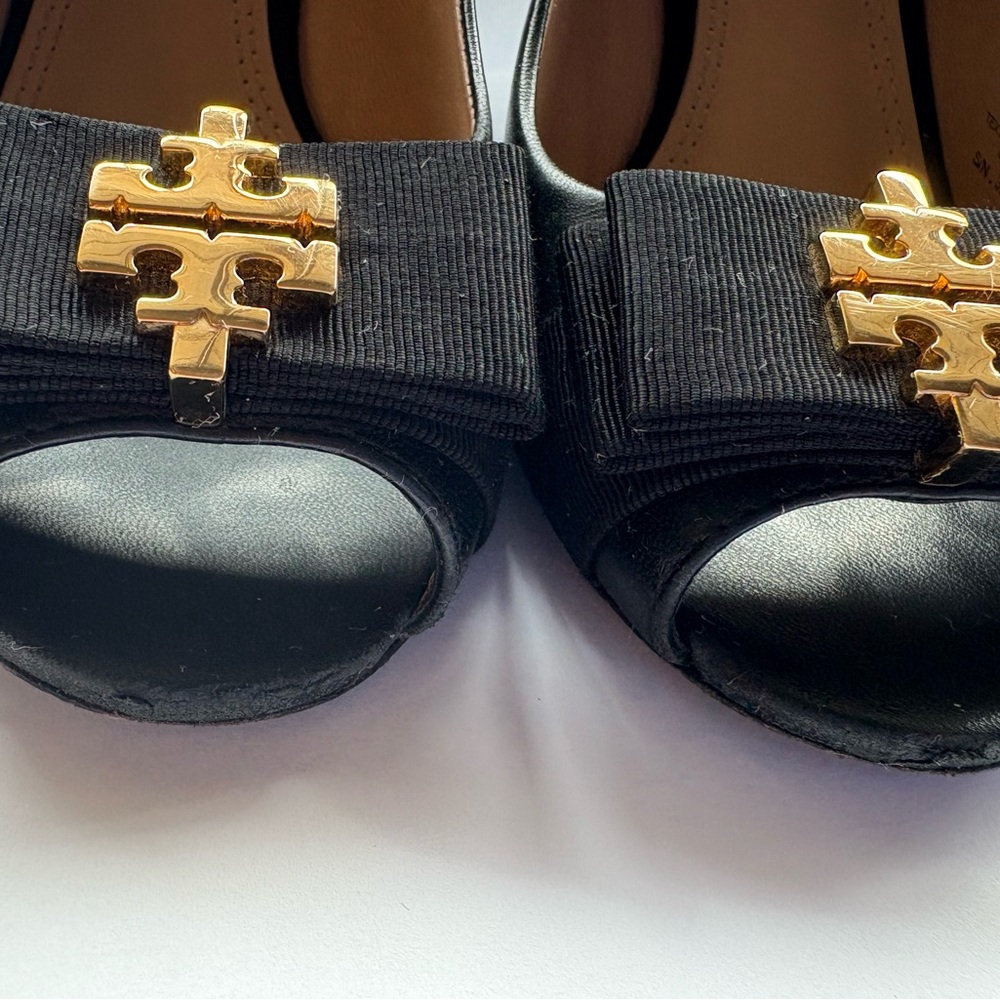 Tory Burch Black Heels with Gold Accents